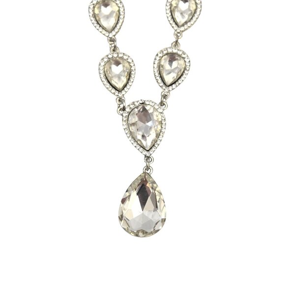 Windsor Silver Teardrop Crystal Necklace Earrings Set - Picture 4 of 5